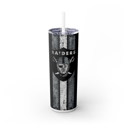 Raiders Skinny Tumbler with Straw, 20oz