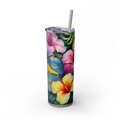 Flower Skinny Tumbler with Straw, 20oz