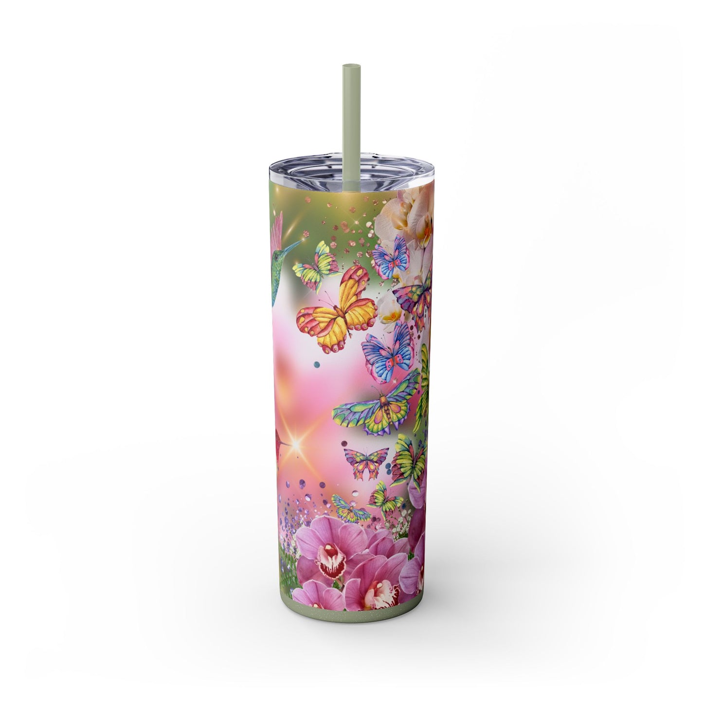 Humming bird Skinny Tumbler with Straw, 20oz