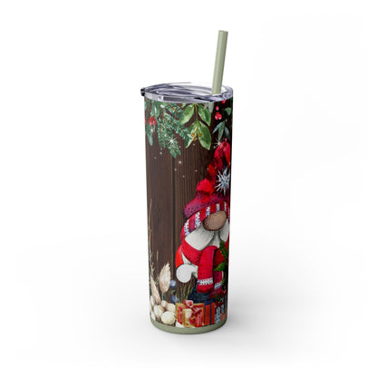 Gnome Christmas Skinny Tumbler with Straw, 20oz