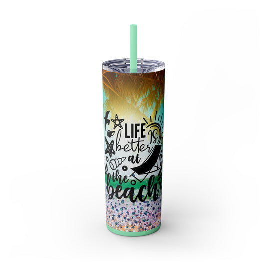 Summer Skinny Tumbler with Straw, 20oz