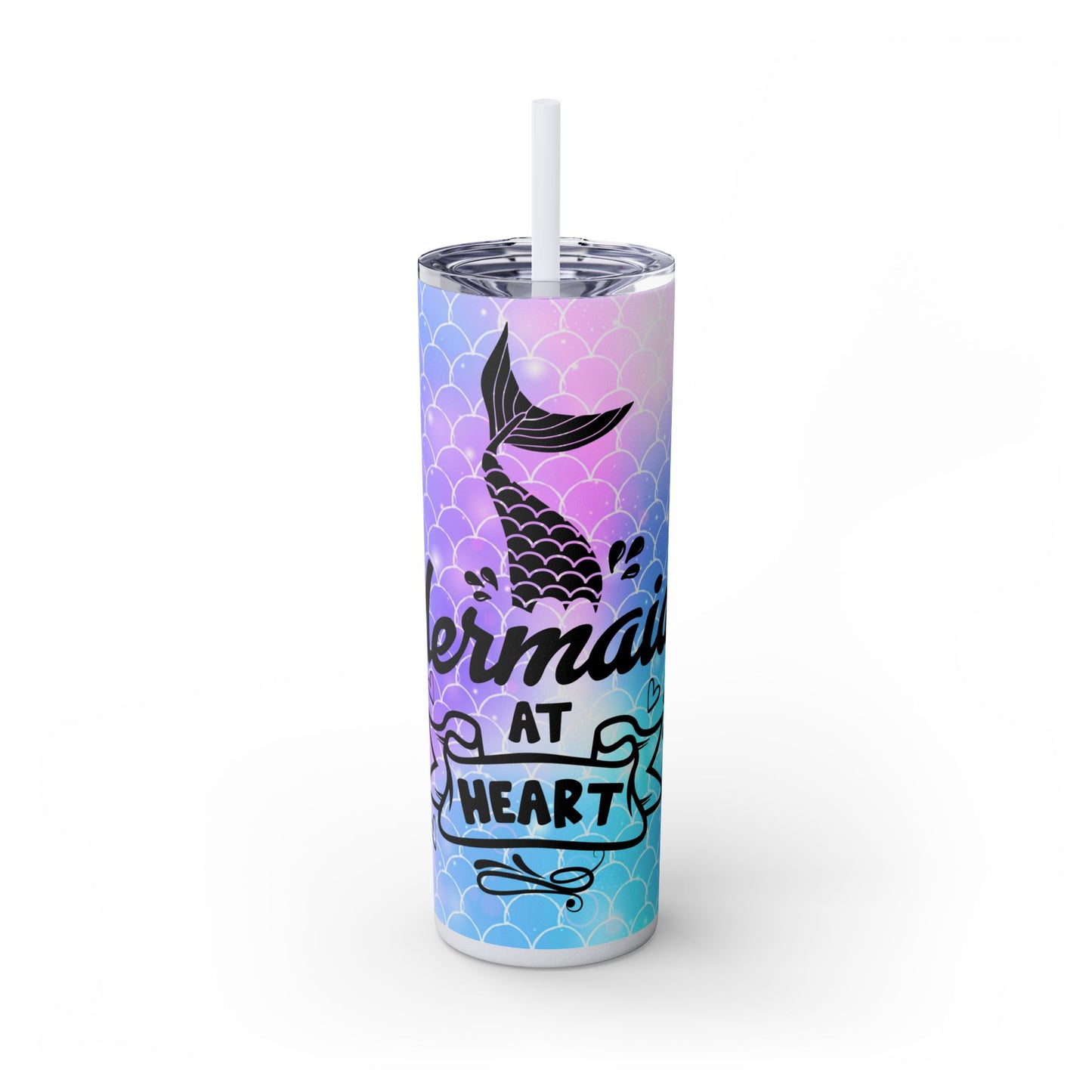 Mermaid At Heart Skinny Tumbler with Straw, 20oz