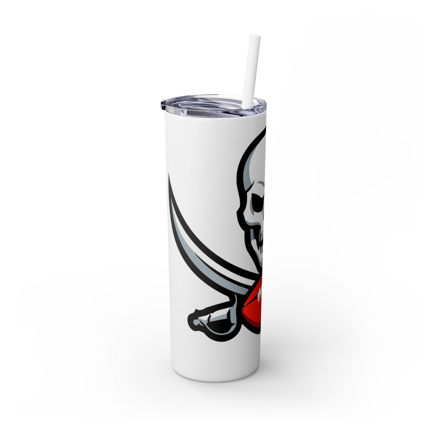 Bucs Skull Skinny Tumbler with Straw, 20oz