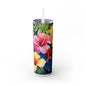 Flower Skinny Tumbler with Straw, 20oz