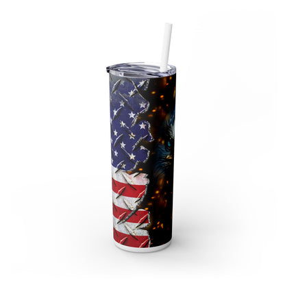 America Skinny Tumbler with Straw, 20oz