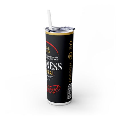 Guiness Skinny Tumbler with Straw, 20oz