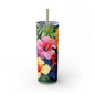 Flower Skinny Tumbler with Straw, 20oz