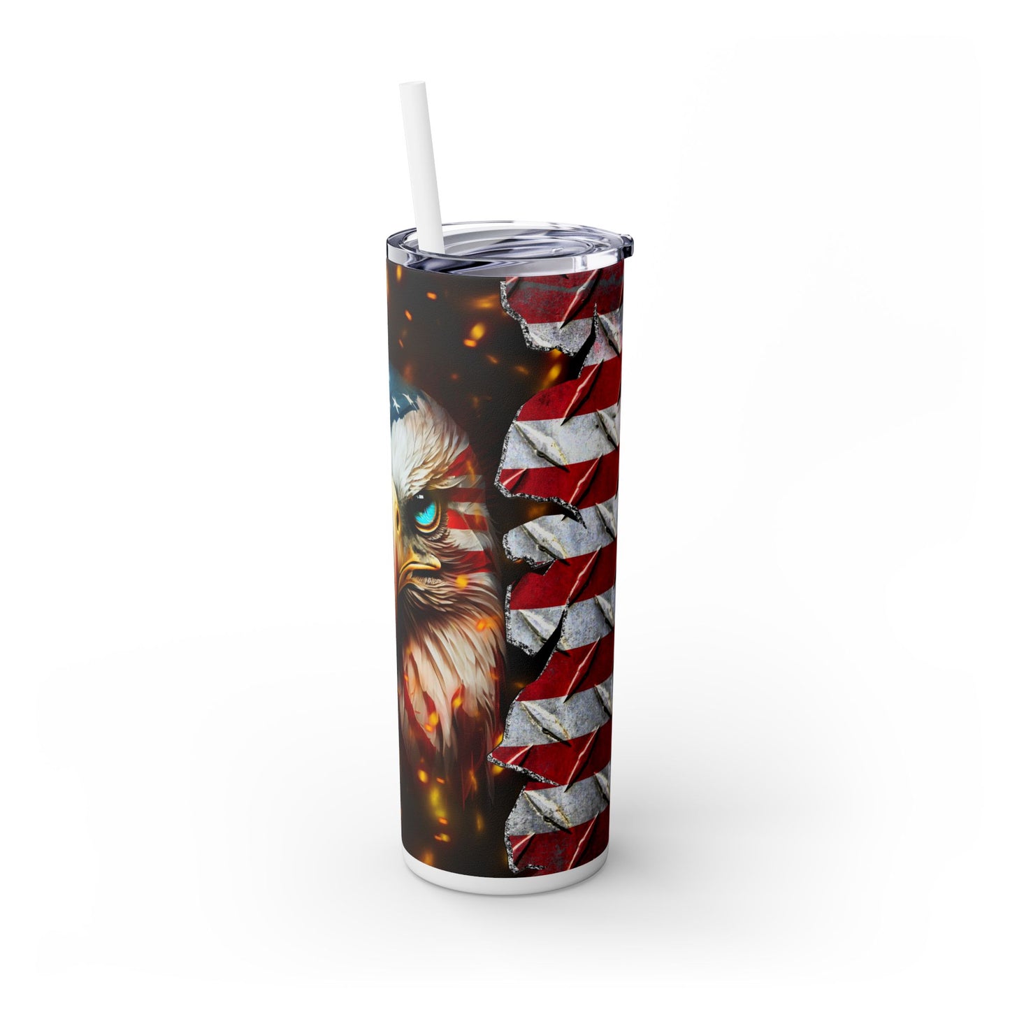 America Skinny Tumbler with Straw, 20oz