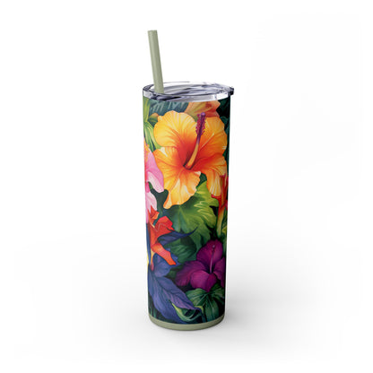 Flower Skinny Tumbler with Straw, 20oz