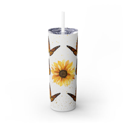 Butterfly Skinny Tumbler with Straw, 20oz