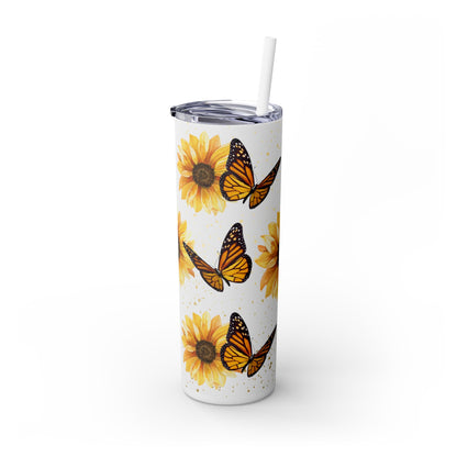 Butterfly Skinny Tumbler with Straw, 20oz