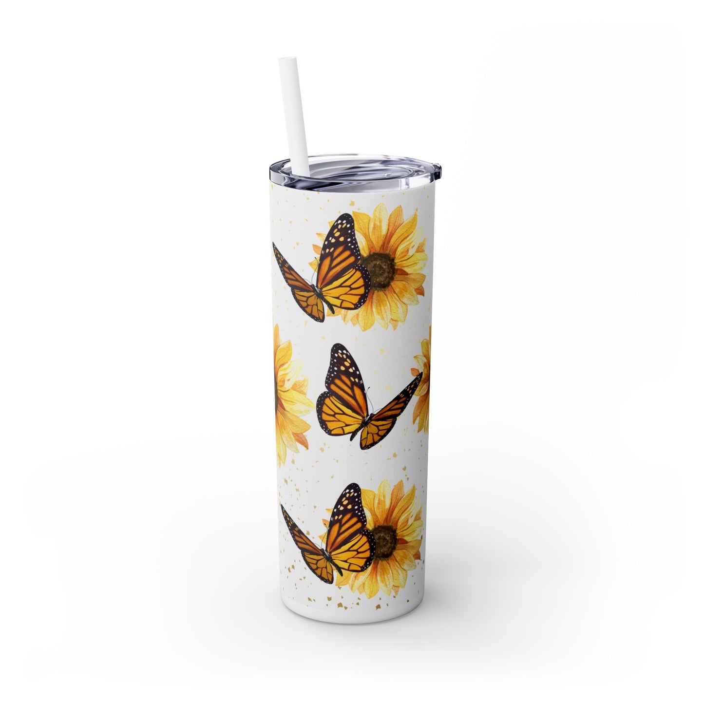 Butterfly Skinny Tumbler with Straw, 20oz