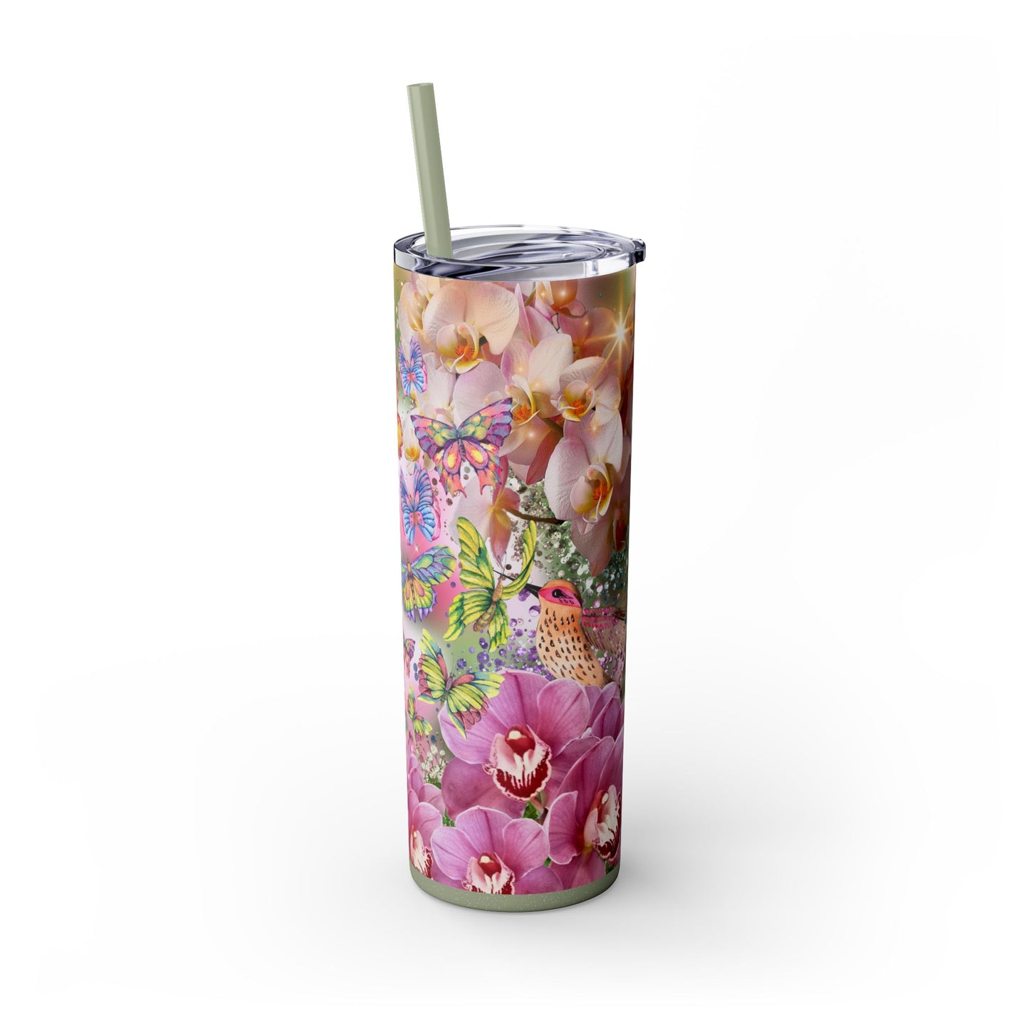 Humming bird Skinny Tumbler with Straw, 20oz