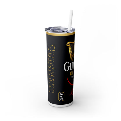 Guiness Skinny Tumbler with Straw, 20oz