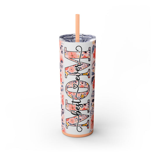 Mom Skinny Tumbler with Straw, 20oz