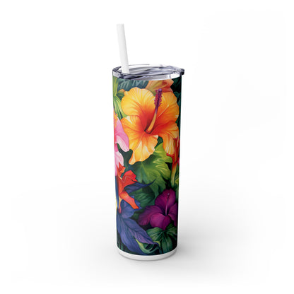 Flower Skinny Tumbler with Straw, 20oz