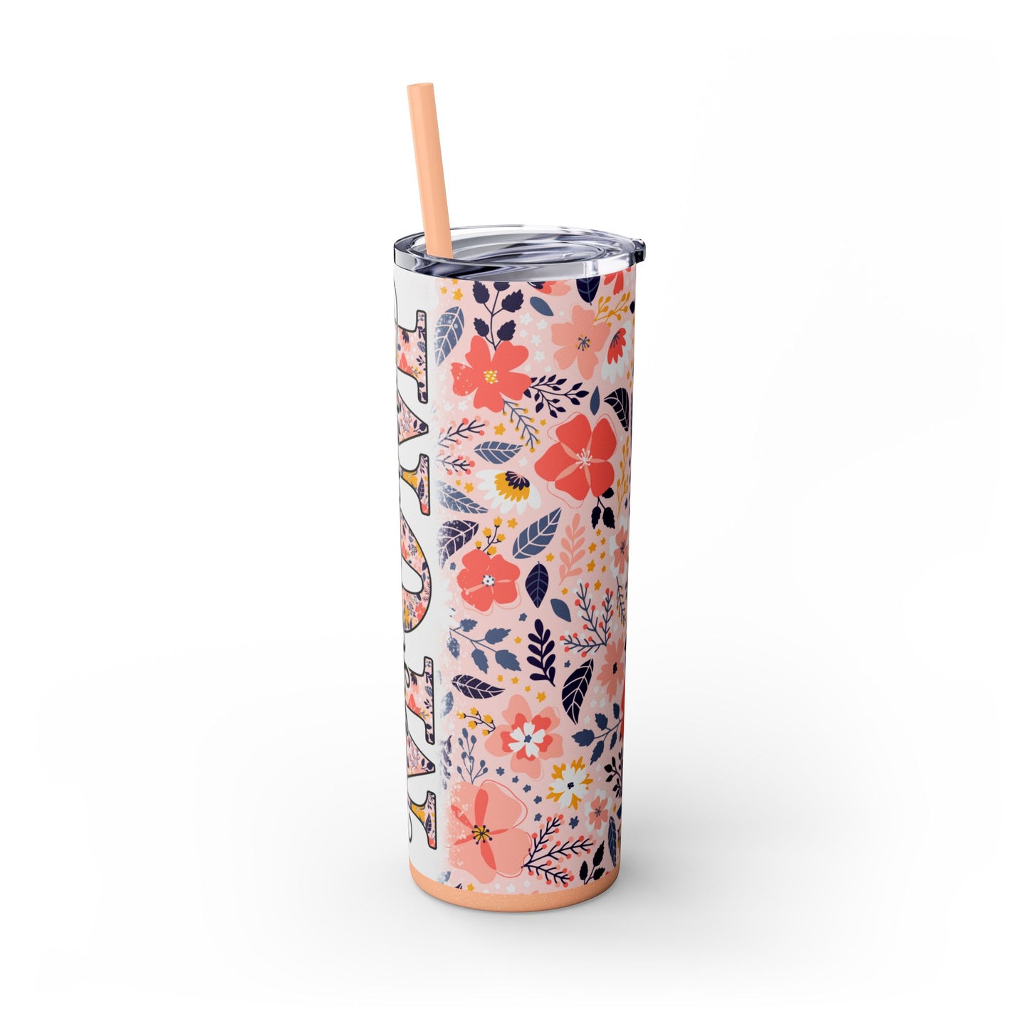 Mom Skinny Tumbler with Straw, 20oz