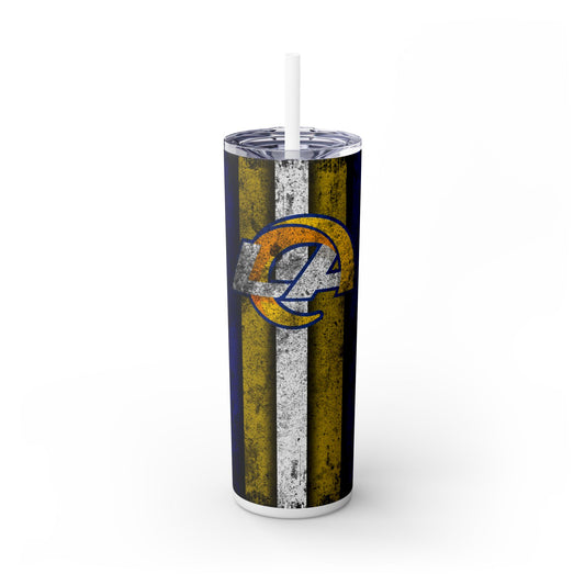 Rams Skinny Tumbler with Straw, 20oz