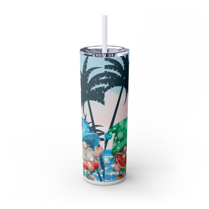 Gnome Summer Skinny Tumbler with Straw, 20oz