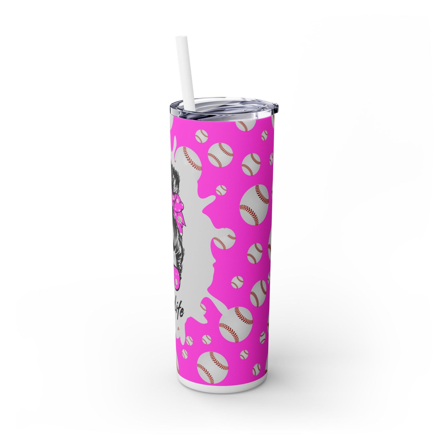 Mom Life Skinny Tumbler with Straw, 20oz