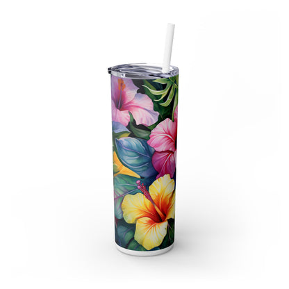 Flower Skinny Tumbler with Straw, 20oz